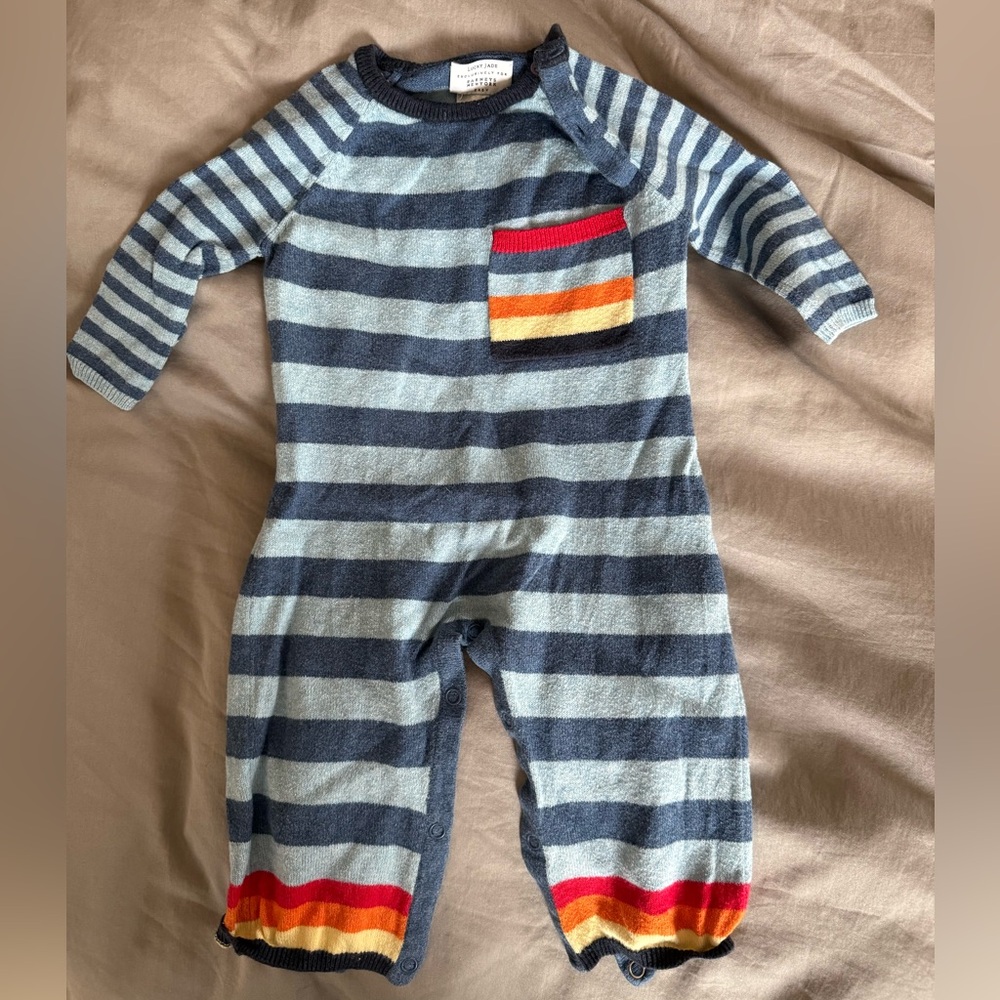 Lucky Jade x Barneys Striped Onesie with Pocket 3-6 months